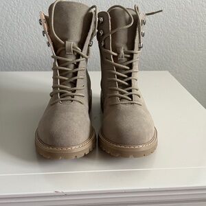 Vici Taupe Lace-Up Boots